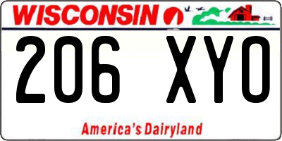 WI license plate 206XYO
