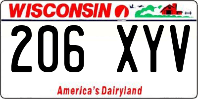 WI license plate 206XYV