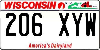 WI license plate 206XYW