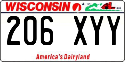 WI license plate 206XYY