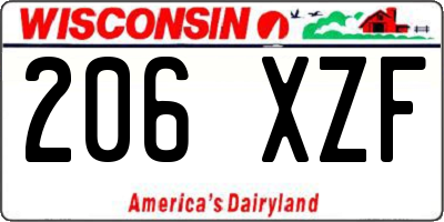 WI license plate 206XZF
