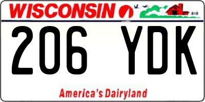WI license plate 206YDK