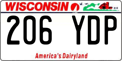 WI license plate 206YDP