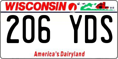 WI license plate 206YDS