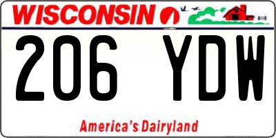 WI license plate 206YDW