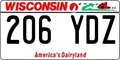 WI license plate 206YDZ