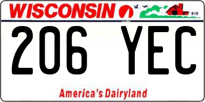 WI license plate 206YEC