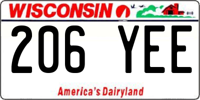 WI license plate 206YEE