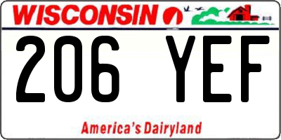 WI license plate 206YEF