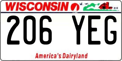 WI license plate 206YEG