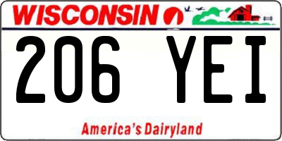 WI license plate 206YEI