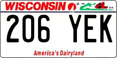 WI license plate 206YEK
