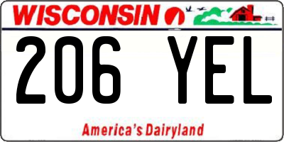 WI license plate 206YEL