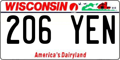 WI license plate 206YEN