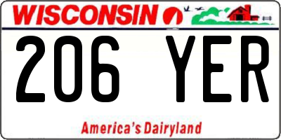 WI license plate 206YER