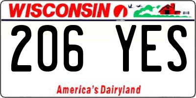 WI license plate 206YES