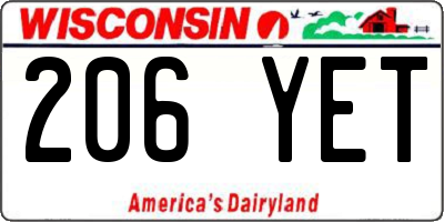 WI license plate 206YET