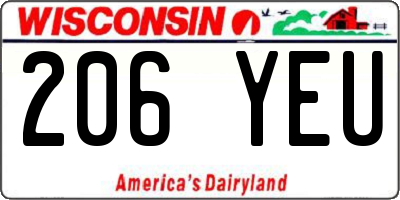 WI license plate 206YEU
