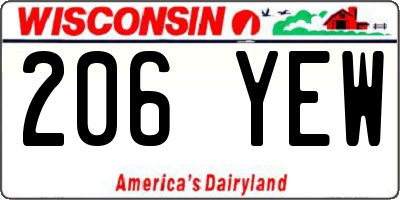 WI license plate 206YEW