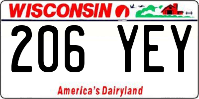 WI license plate 206YEY