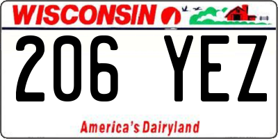 WI license plate 206YEZ