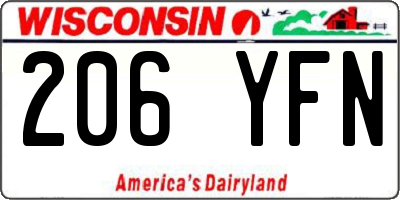 WI license plate 206YFN