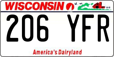 WI license plate 206YFR