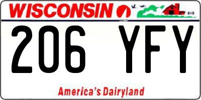 WI license plate 206YFY
