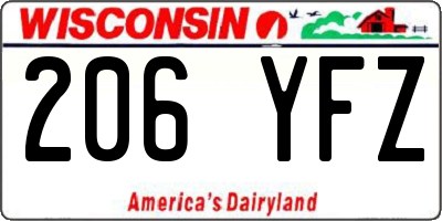 WI license plate 206YFZ