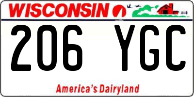 WI license plate 206YGC