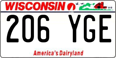 WI license plate 206YGE