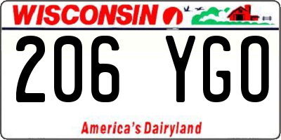 WI license plate 206YGO