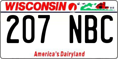 WI license plate 207NBC