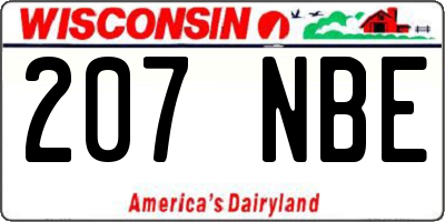 WI license plate 207NBE