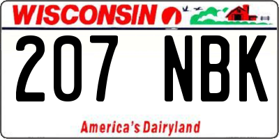 WI license plate 207NBK