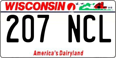 WI license plate 207NCL
