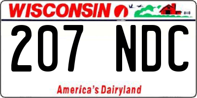 WI license plate 207NDC