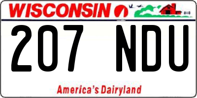 WI license plate 207NDU