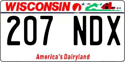 WI license plate 207NDX