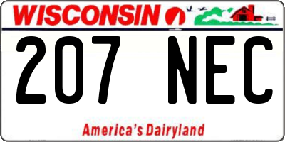 WI license plate 207NEC