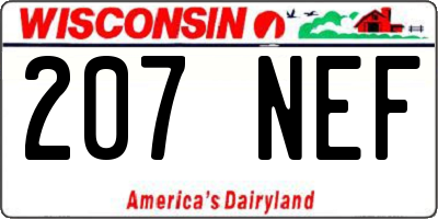 WI license plate 207NEF