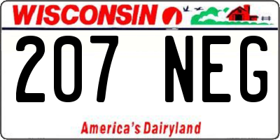 WI license plate 207NEG