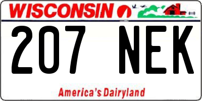 WI license plate 207NEK