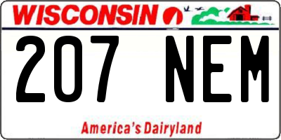 WI license plate 207NEM