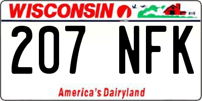 WI license plate 207NFK