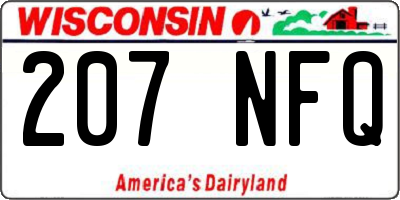WI license plate 207NFQ