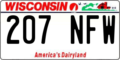 WI license plate 207NFW