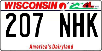 WI license plate 207NHK