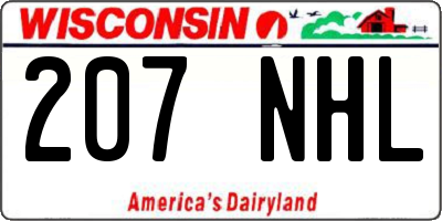 WI license plate 207NHL