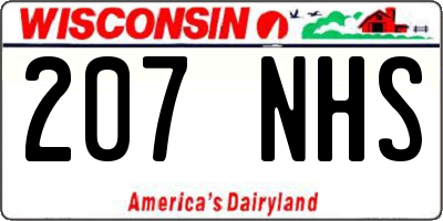 WI license plate 207NHS